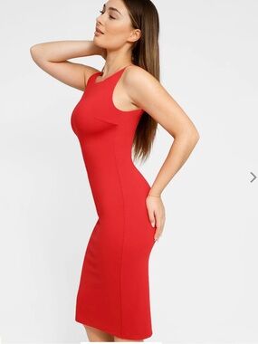 Shapewear Sleeveless Boatneck Sculpting Midi Work Dress